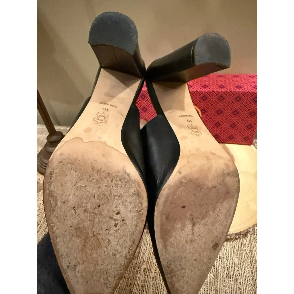 Tory Burch Penelope Black Mule Pumps Pointed Toe‎ Shoes in Black Size 10 369$